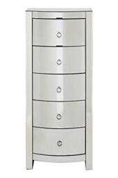 Premier Housewares Curved 5 Storage Draws Wooden Chest Of Drawers Bedroom Assembled Drawers Chest Wood - Silver 121h x 50w x 36d cm