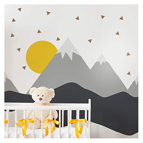 Ambiance Stickers Scandinavian Nordika Mountains Wall Decals, DIY Home Decor, Peel and Stick Removable Stickers, Waterproof and Self Adhesive Wall Art - H60 x L140 CM