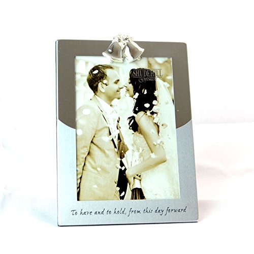 "Joe Davies SHATCHI-615 5"" x 7"" Silver Photo Frame Double Bell on Top Wedding Present"