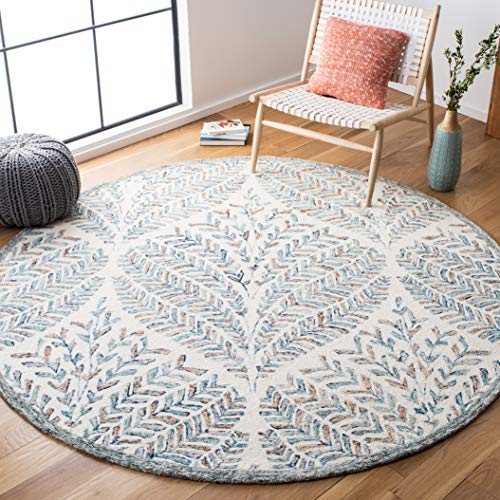 Safavieh Modern Rug for Living Room, Dining Room, Bedroom - Capri Collection, Short Pile, in Beige and Blue, 180 x 180 cm
