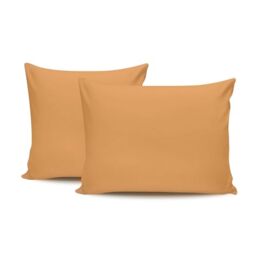 Premium Orange Pillowcase Set (2 Pieces), 80 x 80 cm, 100% Cotton Ranforce, 155 Thread Count Envelope Closure, Machine Washable at 30°C