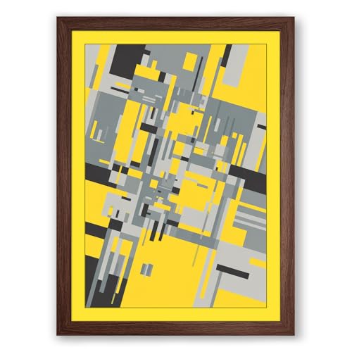 Urban Geometry from Above Geometric Framed Wall Art Print A4 (29.7×21cm) Walnut, Wall Decor for Living Room, Bedroom, Office & Home, Ready to Hang, Art Gift