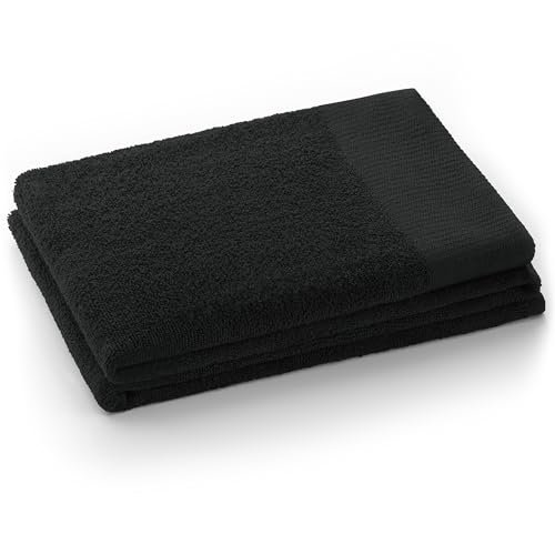 AmeliaHome 70x140 cm Bath Towel 100% Cotton Absorbent Black Amari