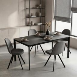 MEUBLE COSY Dining Chairs Set of 4 Upholstered Swivel Kitchen Chair with Fabric Rotating Seat for Dressing Lounge Living Room Bedroom Home Office, Metal Legs, Grey