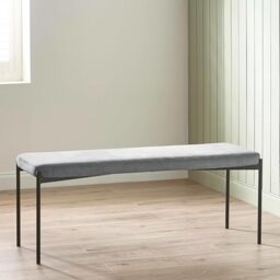 Julian Bowen Leonie Dining Bench for 2, Corduroy, Grey - H47.5 x W120cm