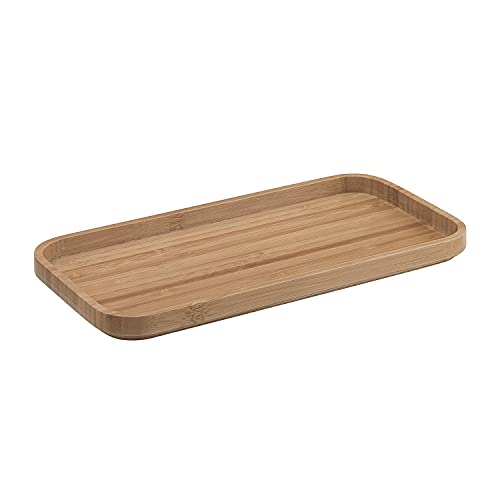 Gedy Melbourne Bathroom Storage Box, Dimensions and Weight: 2 x 29.7 x 15 cm & 0.23 kg, Decorative Tray in Resins, White and Bamboo Finish, R&D Design, 2 Years Warranty, Brown, Unique