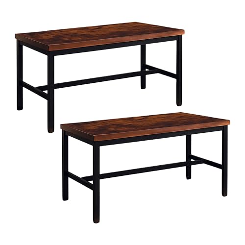 Relaxdays Bench Set of 2, Dining Room, Space-Saving, HWD: 51x108x32 cm, Metal, Industrial/Black
