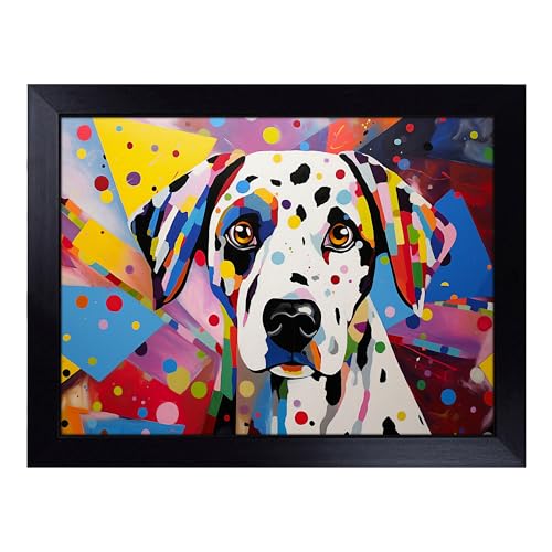 Lap Tray with Bean Bag Cushion, Dalmatian Geometric - Handmade in the UK, Raised Wooden Edge, Padded Cushion, Heat-Resistant Wipe-Clean Surface, for Meals, Laptops and Crafts