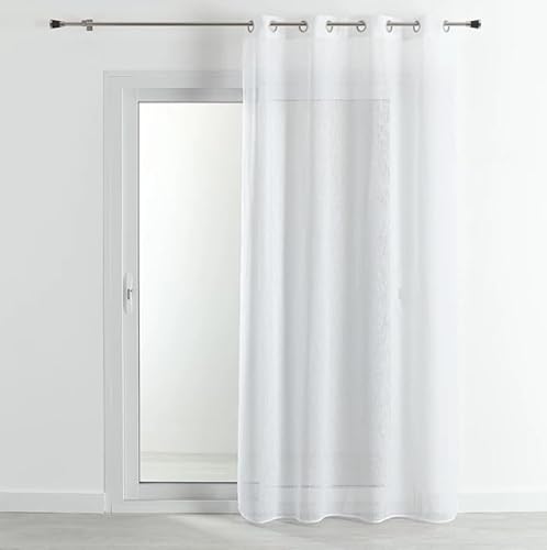 HomeMaison.com Cheesecloth Net Curtain with Linen Effect, White, 140 x 180 cm