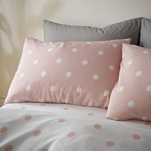 Catherine Lansfield Brushed Spot Standard Pillowcase Pair Pink by