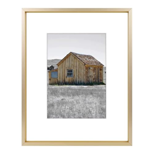Golden State Art, 8x10 Aluminum Photo Frame for 5x7 Pictures with Ivory Mat Easel Stand for Tabletop Display - Wall Display - Great for Weddings, Graduations, Events, Portraits (Gold, 1-Pack)