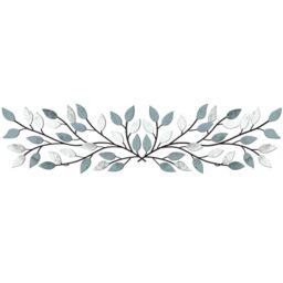 Hotop 2 Pieces Metal Tree Leaf Wall Decor Vine Olive Branch Leaf Wall Art Wrought Iron Scroll Sculptures Above the Bed, Living Room, Outdoor Decoration (Fresh Color)