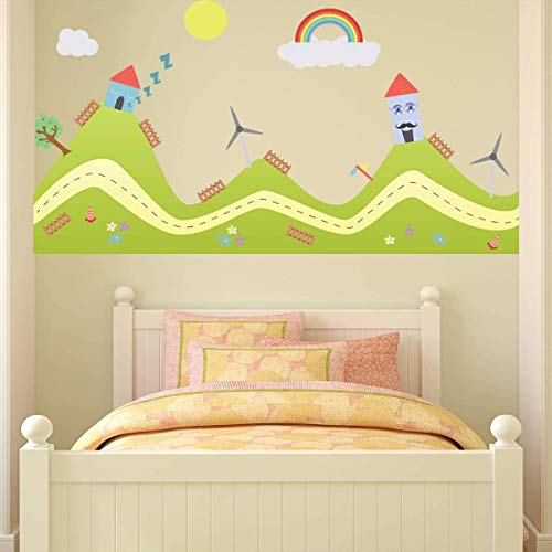 Walplus Removable Self-Adhesive Happy Hills Art Decal Wall Stickers Murals Nursery Office Home Decoration, 90 x 80 cm