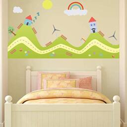 Walplus Removable Self-Adhesive Happy Hills Art Decal Wall Stickers Murals Nursery Office Home Decoration, 90 x 80 cm