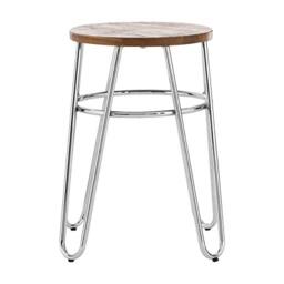 Premier Housewares Bar Stool, Counter Height Stools, Metal & Wood, w35 x d35 x h47.5cm - silver