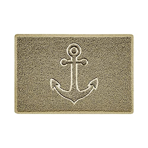 Nicoman Anchor Embossed Shape Door Mat Dirt-Trapper Jet-Washable Doormat-(Use Indoor or Sheltered Outdoor)- (60x40cm/23.6x15.7inches, Small) Beige