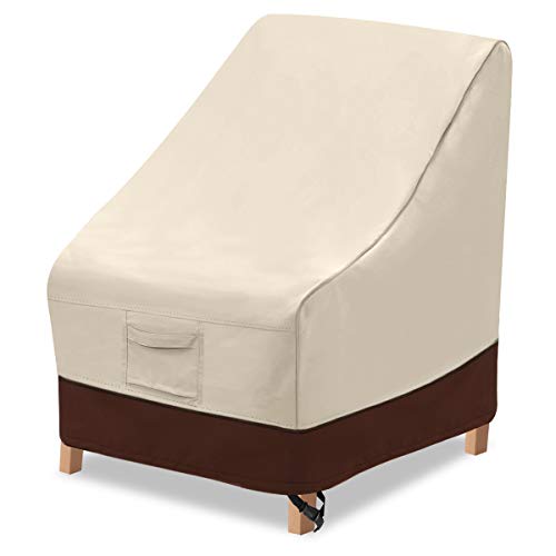 "vailge High Back Patio Chair Cover,Waterproof Outdoor Chair Covers,600D Heavy Duty Dining Cahir High-Back Chair Lawn Patio Furniture Cover - 35 L x 28W x 35"" H, Beige & Brown"