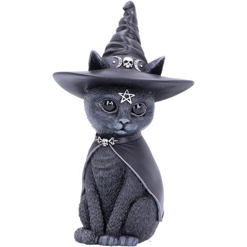 Nemesis Now Cult Cuties Purrah Witch Hat Occult Cat Figurine 13.5cm, Polyresin, Black, Scarily Adorable Bewitching Figurine, Cast in the Finest Resin, Expertly Hand-Painted