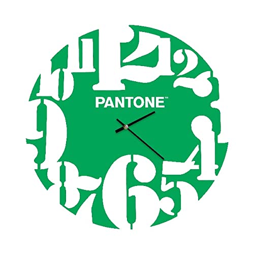Pantone by Homemania Homemania Numbers Clock-Round Wall Decoration for Living Room, Kitchen, Office-Green, White, Metal, 40 x 0.15 x 40 cm, Dimension du Produit: L40xP0,15xA40 cm, 0,9 kg