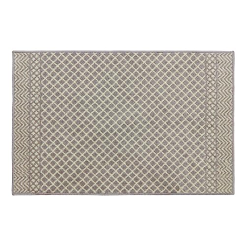 JVL Everley Machine Washable Latex Backed Runner Doormat, 80x120cm, Grey
