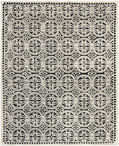 Safavieh Marina Textured Area Rug, Hand Tufted Wool Carpet in Black / Ivory, 243 X 304 cm