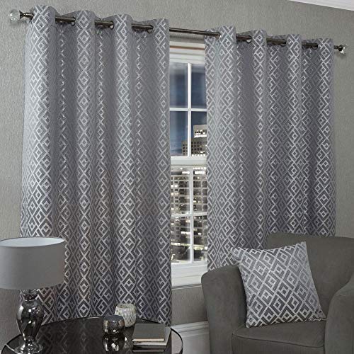 Emma Barclay Athens Eyelet Curtain 46 x 54 inches Silver