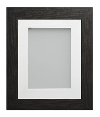 Frame Company Watson Black Picture Photo Frame fitted with Perspex, 7x5 inch with White Mount for image size 6x4 inch