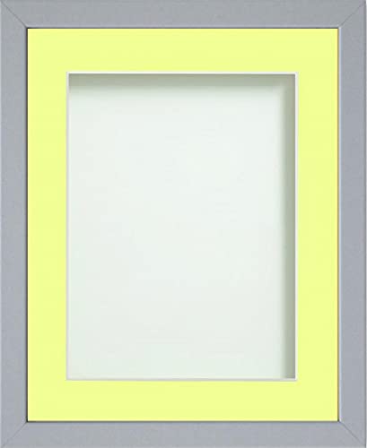 Frame Company Jellybean Range Grey Wooden 20x16 inch Picture Photo Frame with Lemon Bon Bon Mount for Image A3 * Choice of Colours & Sizes* Fitted with Perspex