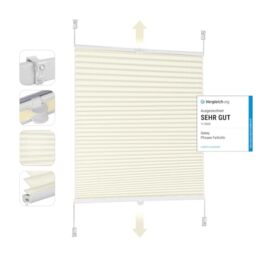 Sekey Pleated Blinds Klemmfix No Drilling 60 x 100 cm Folding Roller Blind for Door and Window Opaque Privacy Screen Sun Protection Ready Pleated Blind 60 cm Wide Beige