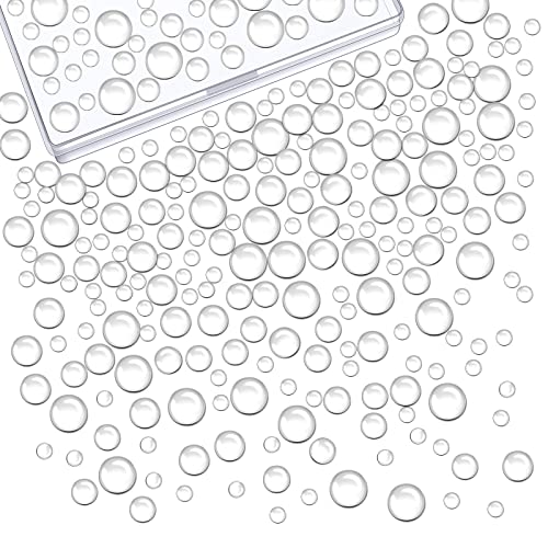 700 Pieces Clear Dewdrop Water Droplets Embellishments Dewdrop Simulation Embellishments Round Clear Waterdrop Resin Beads Scrapbooking Card with Storage Box for DIY Crafts Paper Making Decor