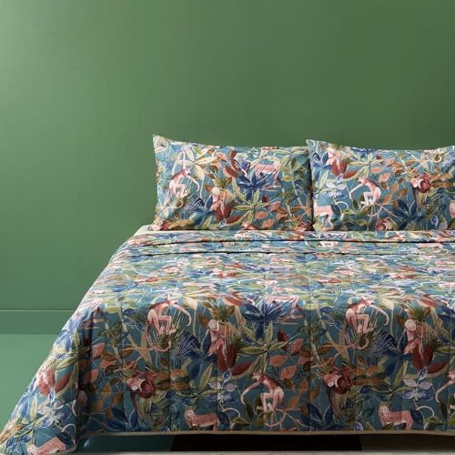 Bassetti Brenta 9328340 Cushion Cover for Bed Linen 100% Cotton Satin in Green V1 Dimensions 40 x 40 cm