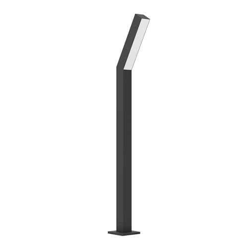 Eglo Garden lamp Post Ugento, Outdoor lamppost Light - garden and terrace lighting, path light made of black metal and white plastic, IP44, 79 cm