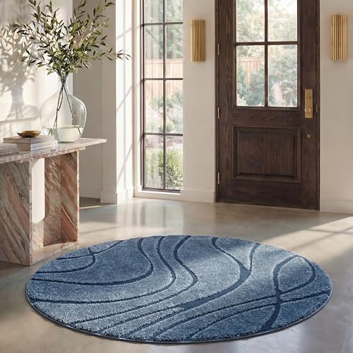 Safavieh Shag Rug for Living Room, Dining Room, Bedroom - Florida Shag Collection, High Pile, in Light Blue and Blue, 99 X 160 cm