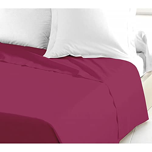 Home Linge Passion Flat Sheet – 1 Piece - 100% Cotton – 57 Thread Count - Single Person – 180 x 290 cm - Fuchsia Baikal