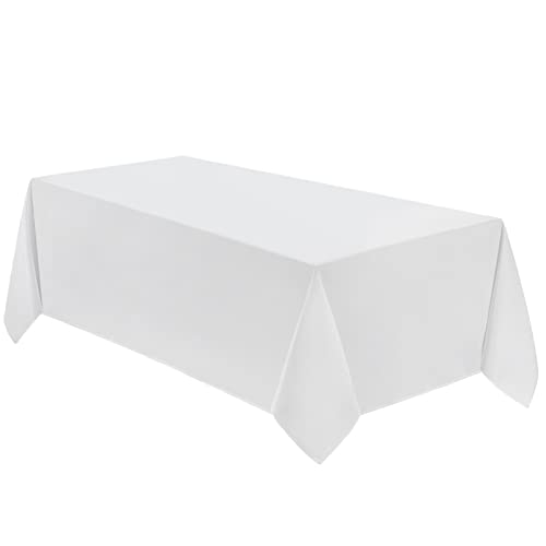 Vidafete 90*132inch Rectangle Tablecloth Polyester Table Cloth???Stain Resistant and Wrinkle Polyester Dining Table Cover for Kitchen Dinning Party Wedding Rectangular Tabletop Buffet Decoration(White)