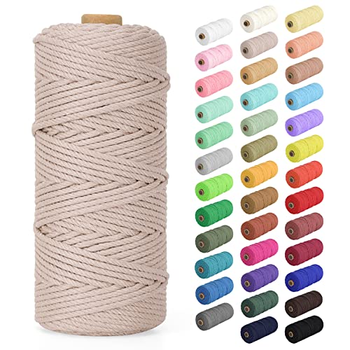 Macrame Cord 2mm x 220Yards (656Feet), Natural Cotton Macrame Rope - 2 Strands Twisted Macrame Cotton Cord for Wall Hanging, Plant Hangers, Crafts, Gift Wrapping and Wedding Decorations, Pink Gray