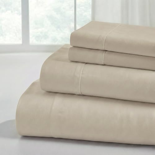 Modern Threads Soft Microfiber Solid Sheets - Luxurious Microfiber Bed Sheets - Includes Flat Sheet, Fitted Sheet with Deep Pockets, & Pillowcases Taupe Twin
