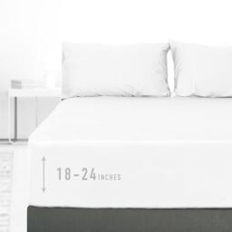 "Sunflower Queen Fitted Sheet, 1-Piece Extra Deep Pocket Fitted Bottom Sheet 22"", 100% Cotton Sateen Soft Breathable, White"