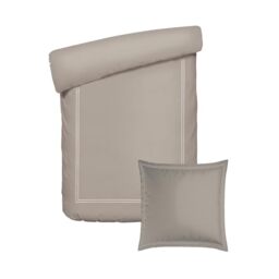 Pure Cotton 2-Piece Single Bed Linen – Duvet Cover 135 x 200 cm and 1 Pillowcase 80 x 80 cm – 100% Cotton Satin, 80 Thread Count – Oeko-TEX Certified – Calanques – Taupe