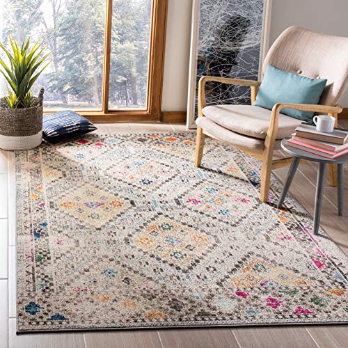 Safavieh Boho Rug for Living Room, Dining Room, Bedroom - Madison Collection, Short Pile, in Grey and Yellow, 200 x 300 cm