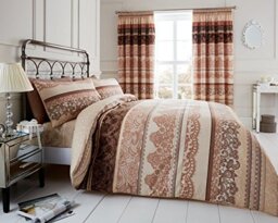 Gaveno Cavailia Reverie Luxurious Bed Set with Duvet Cover and Pillow Cases, Polyester-Cotton, Double-Cream/Brown