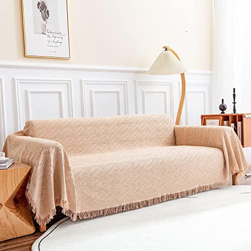 "Deep Dream Sofa Cover, Sectional Couch Covers, Couch Covers for 3 Cushion Couch, Couch Cover for Dogs, Geometrical Jacquard Fabric Sofa Cover (Medium, 71"" x 91"", Brown)"