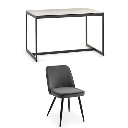 Julian Bowen Set of Chicago Dining Table & 4 Burgess Grey Chairs