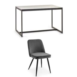 Julian Bowen Chicago Dining Table & 4 Chairs Set, Grey - W120 x D80cm