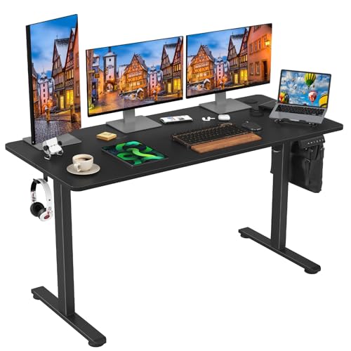 Farini 140x60cm Black Electric Standing Desk with Splice Board - Adjustable Sit Stand Workstation