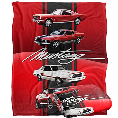 Ford Mustang Line Up Silky Touch Super Soft Throw Blanket 152 X 127 Cm