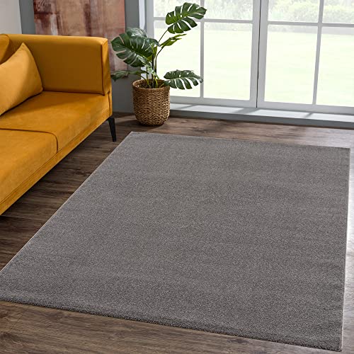 SANAT Short Pile Living Room Rug - Plain Modern Rugs for Bedroom, Study, Office, Hallway, Children's Room and Kitchen - Grey, 120 x 170 cm
