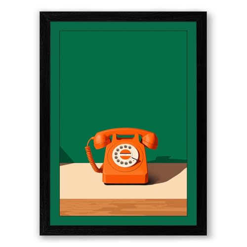 Telephone Call Retro Framed Wall Art Print A1 (84.1×59.4cm) Black, Wall Decor for Living Room, Bedroom, Office & Home, Ready to Hang, Art Gift
