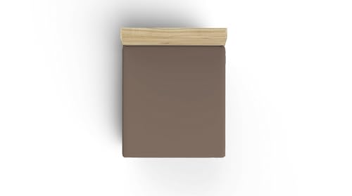 Premium Ranforce Single XL Fitted Sheet, 100% Cotton, 100 x 200 + 40 cm, 117 g/m², Elegant Brown Colour, Soft, Durable, Perfect for Cosy Bedrooms