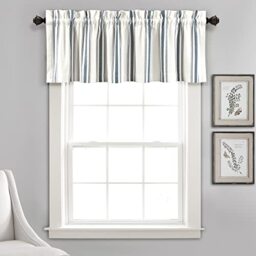 "Lush Decor Farmhouse Stripe Yarn Dyed Recycled Cotton Window Curtain Valance, 18"" L x 52"" W, Navy"